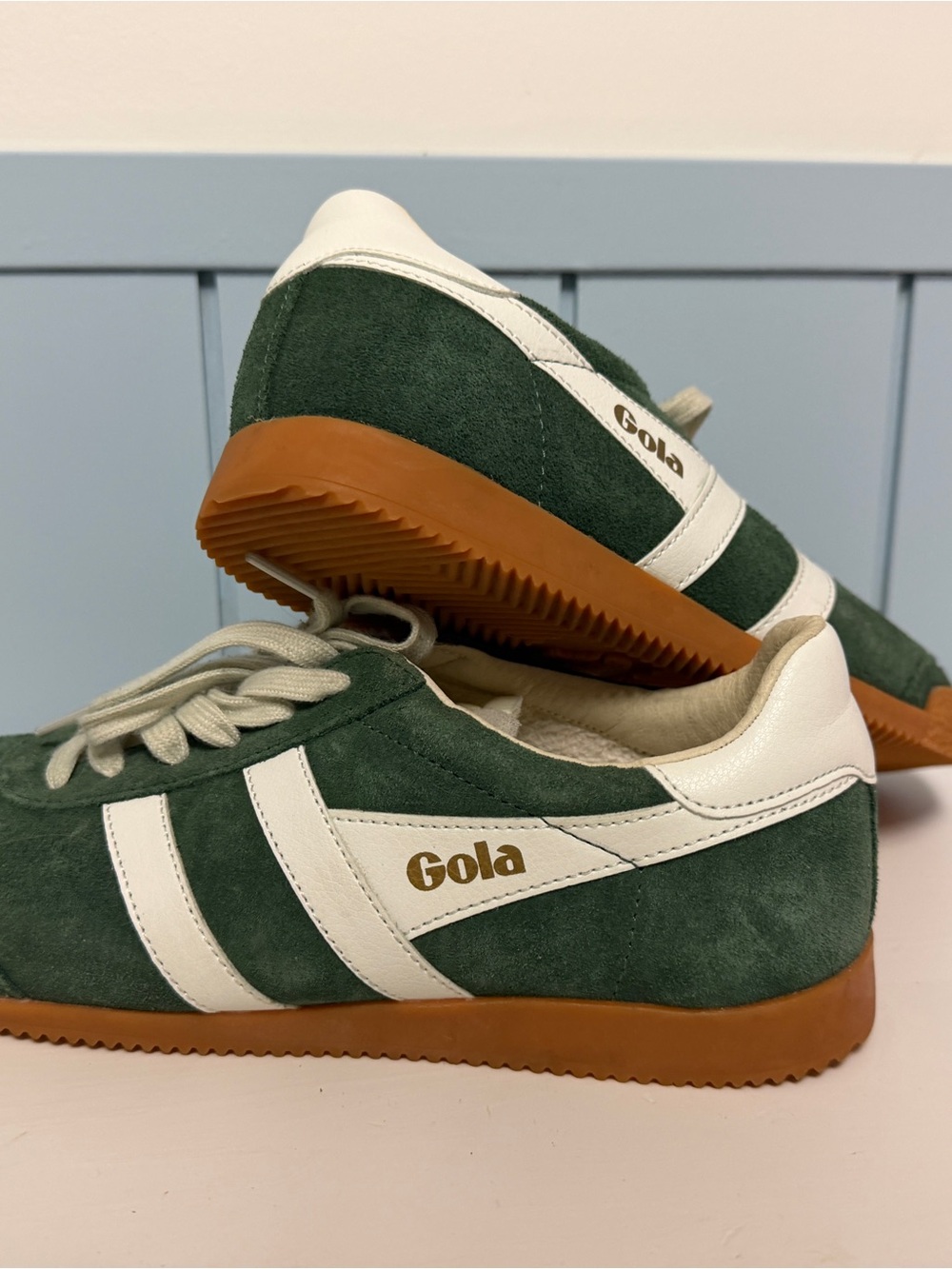 Gola Suede Runner Sneakers in Green and White